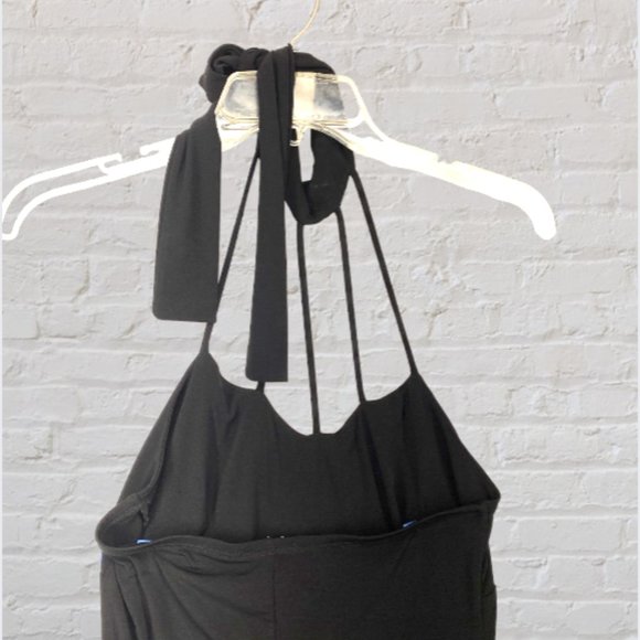 VINTAGE BODY CENTRAL -- Black Cocktail Dress, Knee-Length w/Strappy Halter Neck - Picture 14 of 16